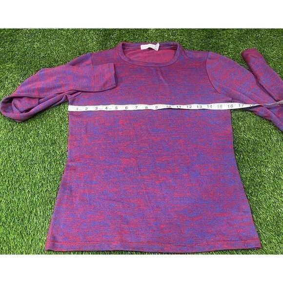 rag & bone THE ESSENTIAL Texture LONG Sleeve TEE TOP T-SHIRT Fushia And Purple M - Picture 4 of 11